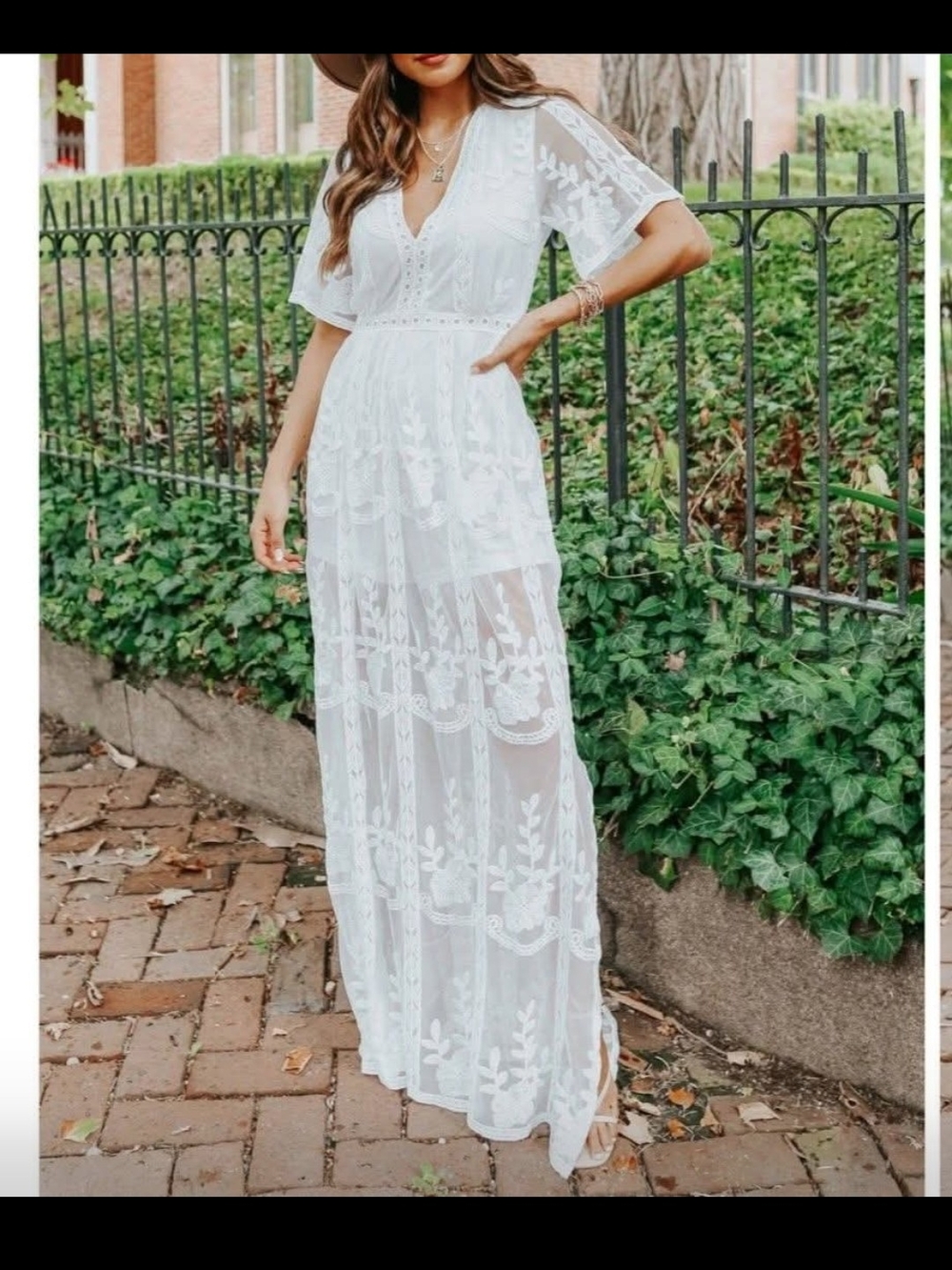 NWT White Embroidered V-Neck Maxi Romper